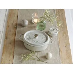 Staub Cocotte 23 Cm, Oval, Weisser Trüffel, Gusseisen -Messer Verkaufsgeschäft 000019752