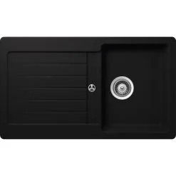 SCHOCK Küchenspüle, Cristalite Typos D-100 Nero, Granit | Komposit | Quarz, 86 X 50