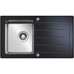 Respekta Glasspüle, Schwarz, Glas