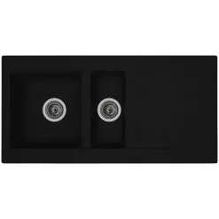 Respekta Einbauspüle, Schwarz, Verbundstoff-Mineralstoff-Glasfasern/Kunstharz