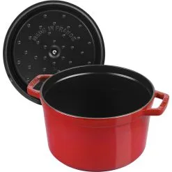 Staub Cocotte Tief 24 Cm, Rund, Kirsch-Rot, Gusseisen -Messer Verkaufsgeschäft 40501485 5