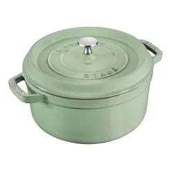 Staub Cocotte 28 Cm, Rund, Salbeigrün, Gusseisen
