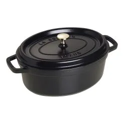 Staub Cocotte 29 Cm, Oval, Schwarz, Gusseisen