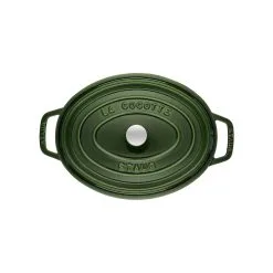 Staub Cocotte 31 Cm, Oval, Basilikum-Grün, Gusseisen -Messer Verkaufsgeschäft 40509 363 0 2 1