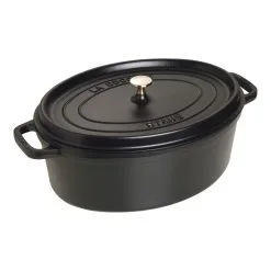 Staub Cocotte 37 Cm, Oval, Schwarz, Gusseisen
