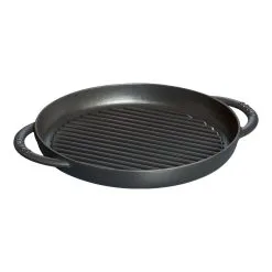 Staub Pure Grill 26 Cm, Rund, Schwarz, Gusseisen