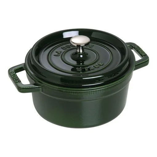 Staub Cocotte 22 Cm, Rund, Basilikum-Grün, Gusseisen -Messer Verkaufsgeschäft 40509 644 0 1