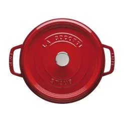 Staub Cocotte 28 Cm, Rund, Kirsch-Rot, Gusseisen -Messer Verkaufsgeschäft 40509 835 0 3