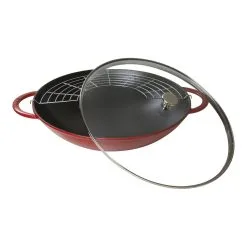 Staub Wok Mit Glasdeckel 37 Cm, Gusseisen