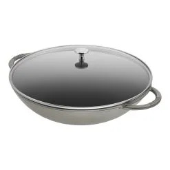 Staub Wok Mit Glasdeckel 37 Cm, Gusseisen