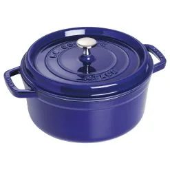 Staub Cocotte 26 Cm, Rund, Dunkelblau, Gusseisen