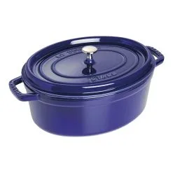 Staub Cocotte 33 Cm, Oval, Dunkelblau, Gusseisen