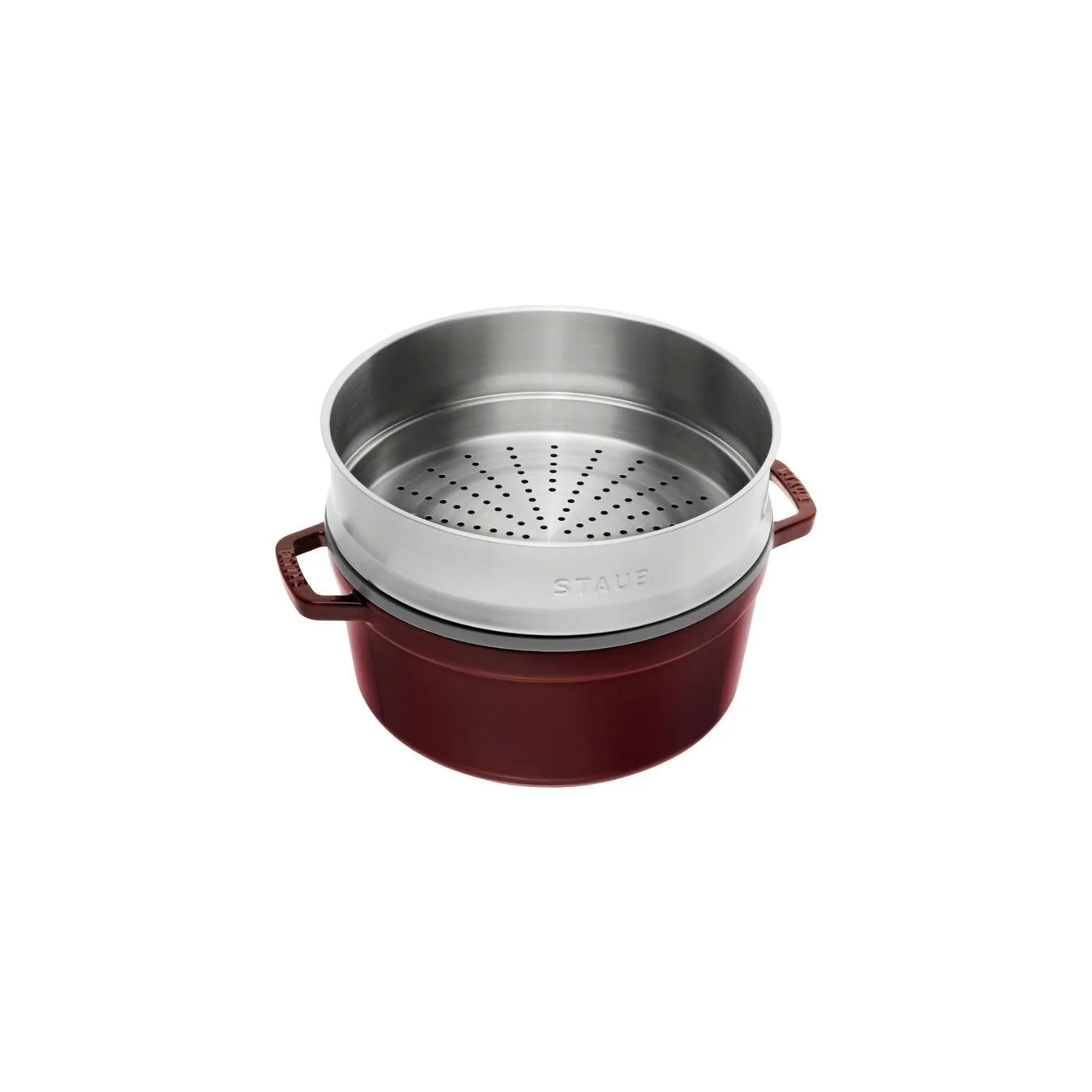 Staub Cocotte Mit Dämpfeinsatz 26 Cm, Rund, Grenadine-Rot, Gusseisen 3 Staub Cocotte Mit Dämpfeinsatz 26 Cm, Rund, Grenadine-Rot, Gusseisen – Bild 3