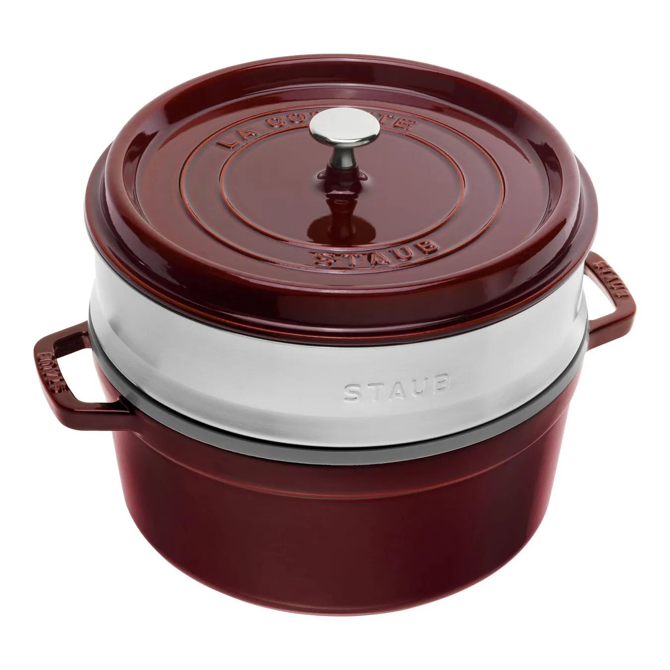 Staub Cocotte Mit Dämpfeinsatz 26 Cm, Rund, Grenadine-Rot, Gusseisen 1 Staub Cocotte Mit Dämpfeinsatz 26 Cm, Rund, Grenadine-Rot, Gusseisen