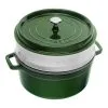 Staub Cocotte Mit Dämpfeinsatz 26 Cm, Rund, Basilikum-Grün, Gusseisen