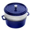 Staub Cocotte Mit Dämpfeinsatz 26 Cm, Rund, Dunkelblau, Gusseisen