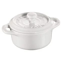 Staub Mini Cocotte 10 Cm, Rund, Reinweiß, Keramik