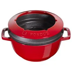 Staub Fondue Set, 18cm, Kirschrot Innen Cremefarben 18 Cm, Kirsch-Rot -Messer Verkaufsgeschäft 40511 974 0 4