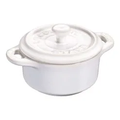 Staub Mini Cocotte 10 Cm, Rund, Elfenbein-Weiß, Keramik
