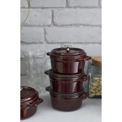 Staub Mini Cocotte 10 Cm, Rund, Grenadine-Rot, Gusseisen -Messer Verkaufsgeschäft 750032262
