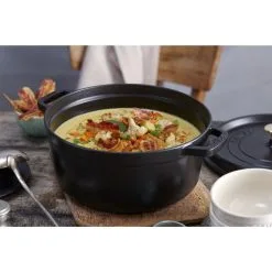 Staub Cocotte 28 Cm, Rund, Schwarz, Gusseisen -Messer Verkaufsgeschäft 750033443