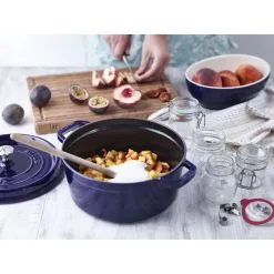 Staub Cocotte 24 Cm, Rund, Dunkelblau, Gusseisen -Messer Verkaufsgeschäft 750036209
