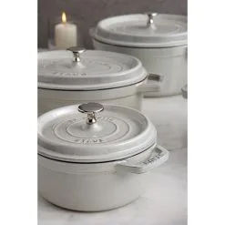 Staub Cocotte 20 Cm, Rund, Weisser Trüffel, Gusseisen -Messer Verkaufsgeschäft 750037881