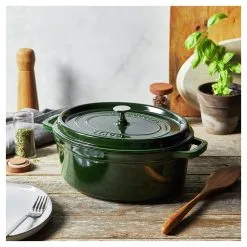 Staub Cocotte 31 Cm, Oval, Basilikum-Grün, Gusseisen -Messer Verkaufsgeschäft 750058438