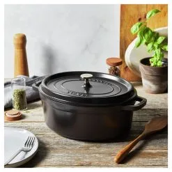 Staub Cocotte 31 Cm, Oval, Schwarz, Gusseisen -Messer Verkaufsgeschäft 750058440